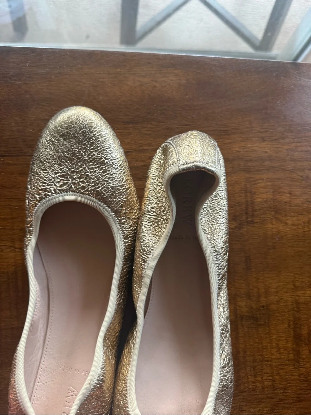 Never worn like new J. Crew Women's Crinkled Metallic Gold Ballet Flats